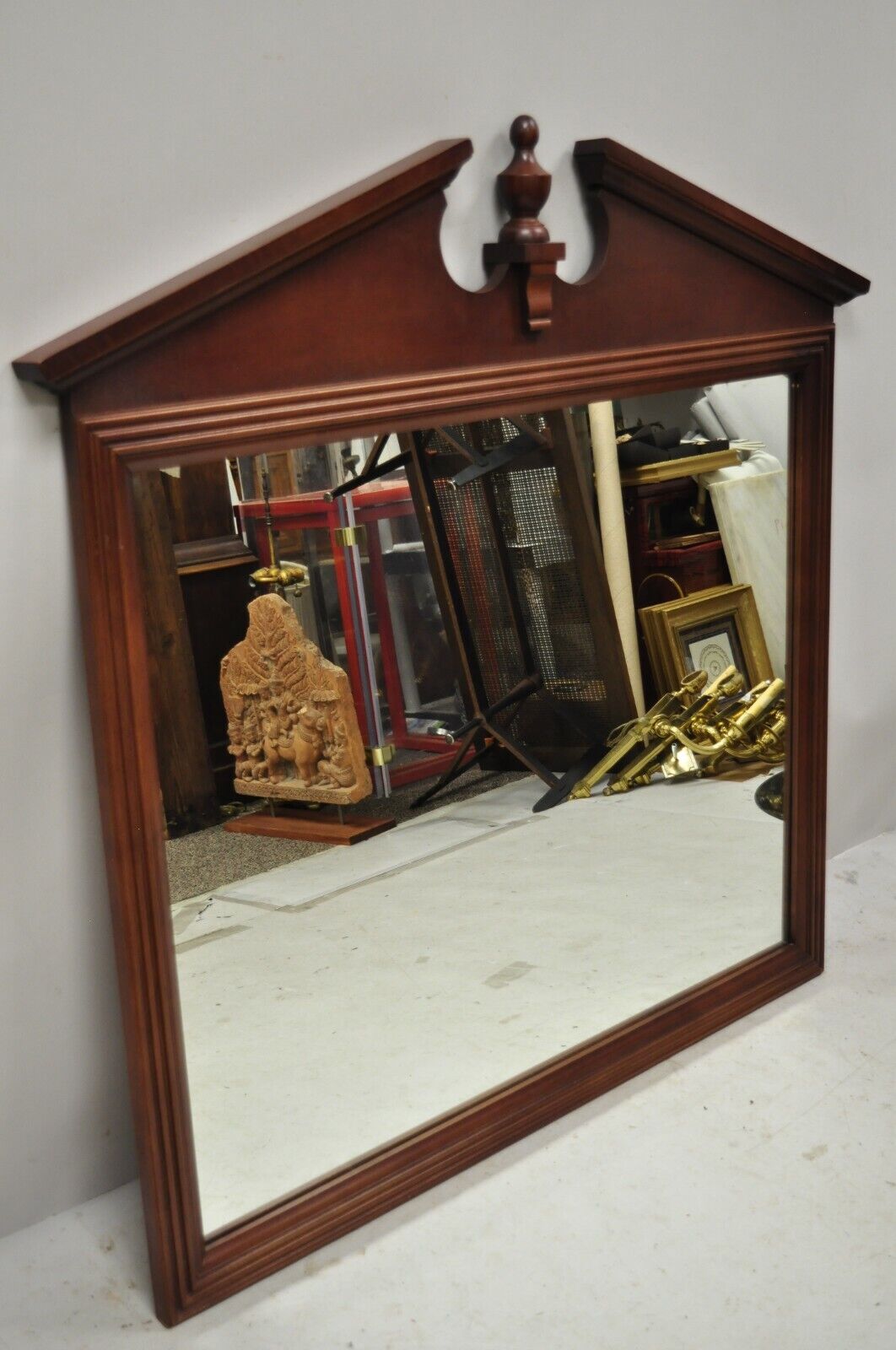 20th Century Broyhill Federal Style Broken Arch & Finial Wall Dresser Mirror