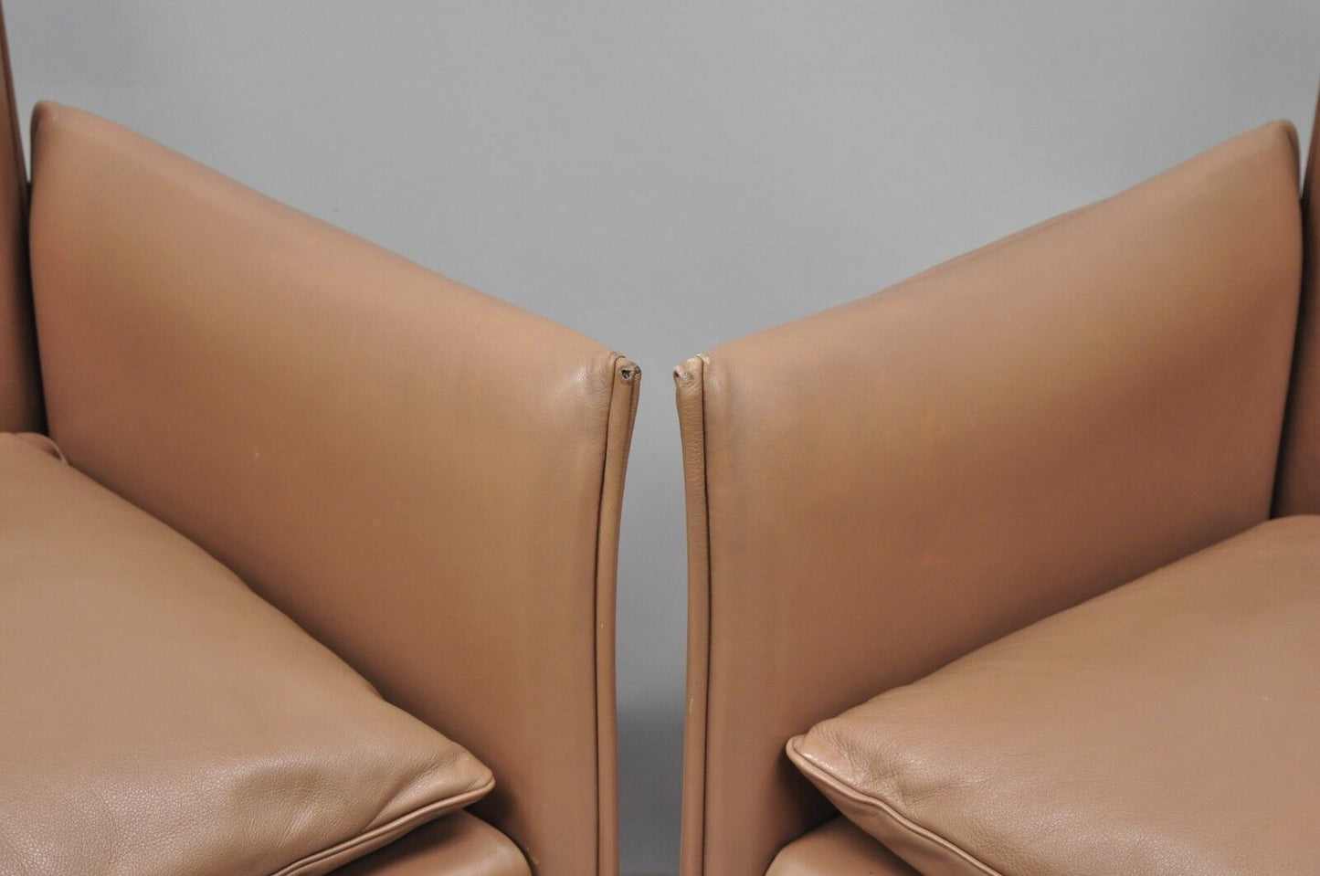 Mario Bellini for Cassina 401 Break Armchair Copper Leather Dining Chair - Pair