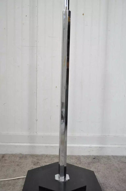 Mid-Century Modern Modernist Chrome and Ebonized Wood Vintage Pole Floor Lamp