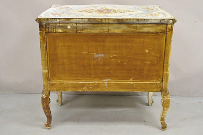 19th C. Italian Venetian Hand Painted Demilune Buffet Cabinet with 3 Drawers