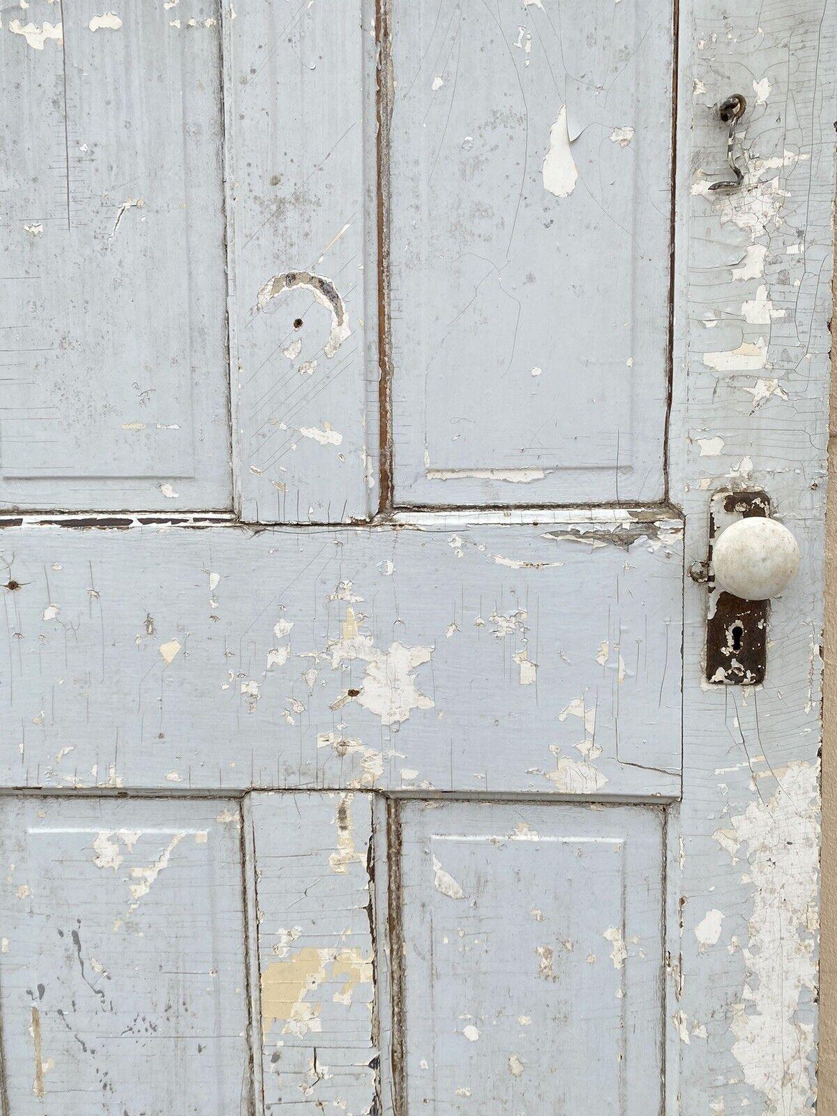 Antique Architectural Salvage Gray White Distress Painted Wooden Interior Door