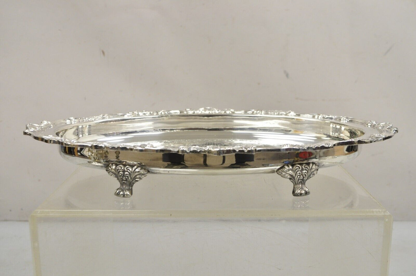 Vintage Sheridan Victorian Silver Plated Oval Deep Serving Platter Dish