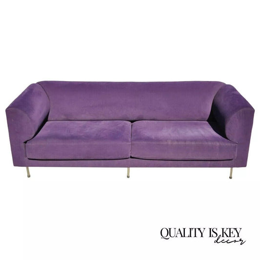 Larry Laslo for Directional Purple Modern Italian Bauhaus Style Chrome Leg Sofa