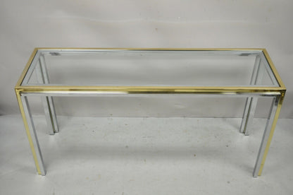 Romeo Rega Modern Maison Jansen Style Chrome and Brass Console Sofa Hall Table