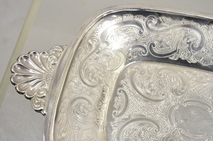 Barker Ellis England EPCA Silver Plated Shell Handle Etched Candy Dish - a Pair