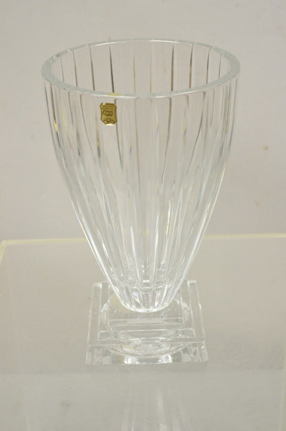 Vintage Lead Crystal Glass 12" Fluted Flower Vase Poland