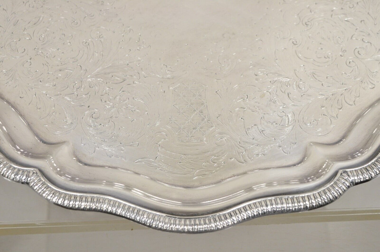 Vintage Victorian Style Silver Plated Celluloid Twin Handle Raised Serving Tray