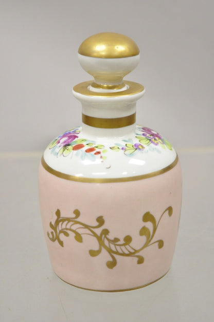 Vintage Hand Painted Porcelain Tea Caddy Tonic Perfume Vanity Bottle