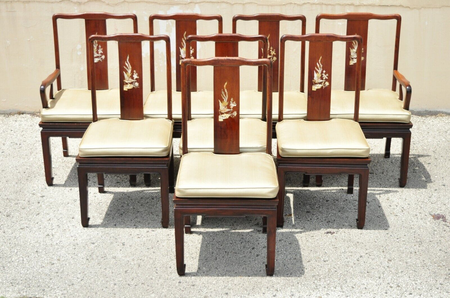 Chinese Rosewood Cherry Asian Dining Room Set Table 8 Chairs - 9pc Set