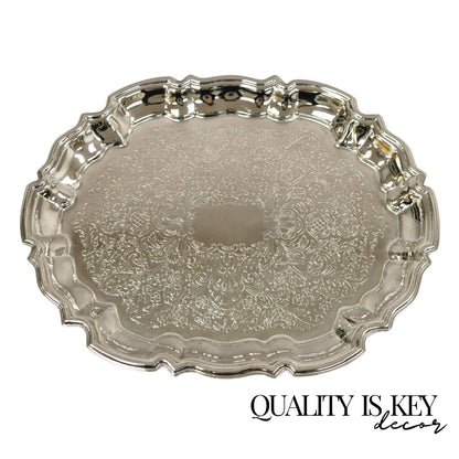 Vintage Victorian Style Oval Scalloped Silver Plated Serving Platter Tray