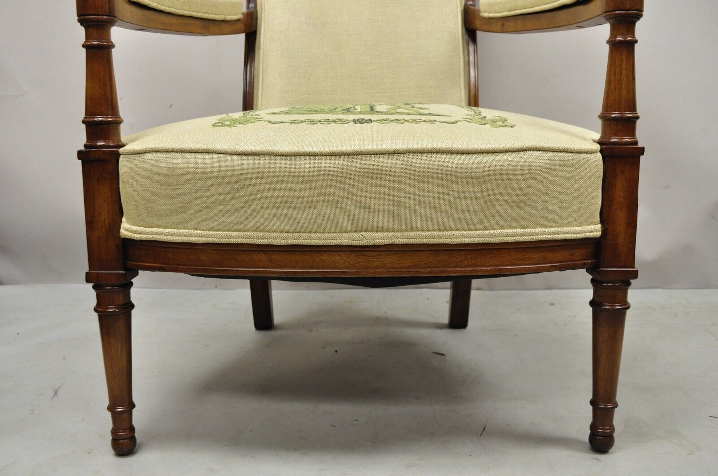 Vintage Italian Hollywood Tall Back Upholstered Lounge Arm Chair