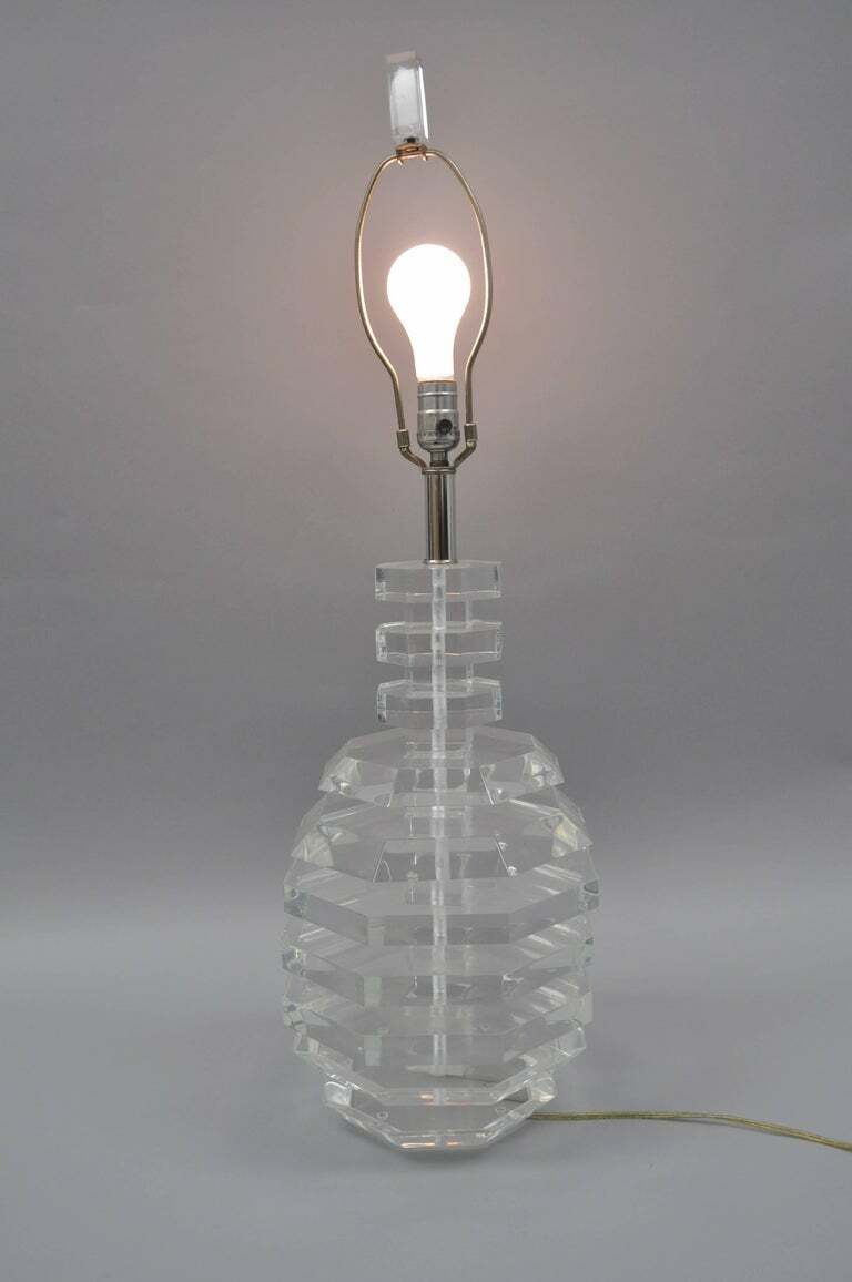 Vintage George Bullio Mid Century Modern Stacked Lucite "Beehive" Table Lamp