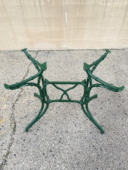 Vintage Hollywood Regency Faux Bamboo Lattice Metal Green Dining Set - 5 Pc Set