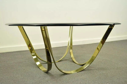 Tri-Mark Mid Century Modern Brass Plated Steel & Glass Arch Coffee Table