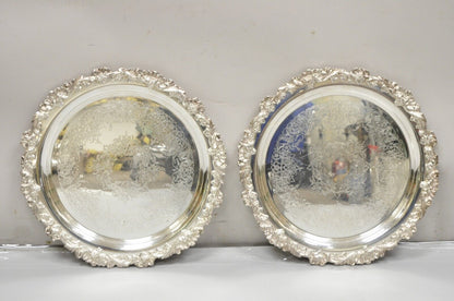 Pair Webster Wilcox International Silver Plated 16” Round Serving Platter Tray