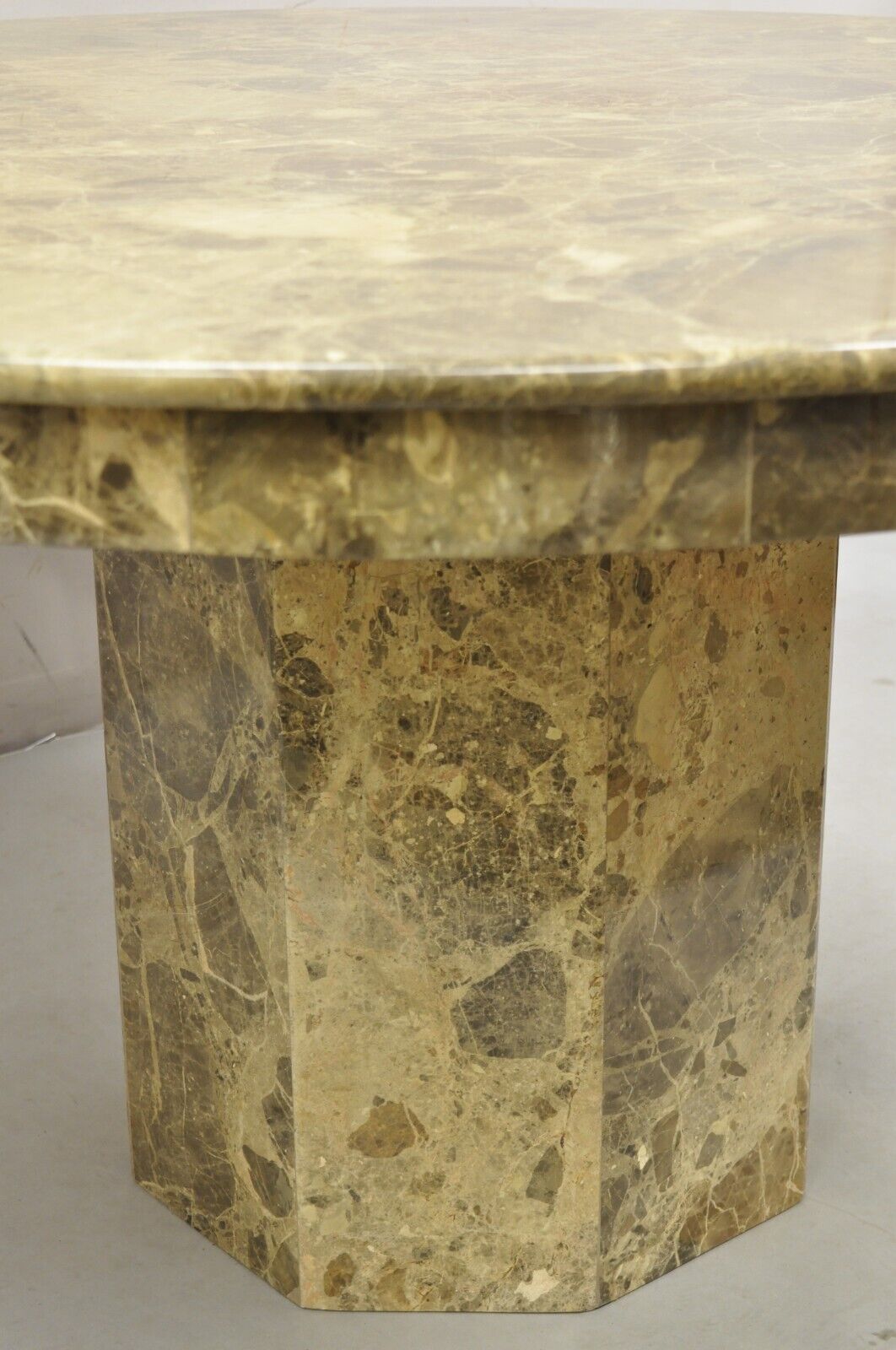 Hollywood Regency 55" Round Post Modern Pedestal Base Marble Dining Center Table