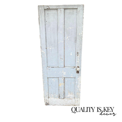 Antique Architectural Salvage Gray White Distress Painted Wooden Interior Door