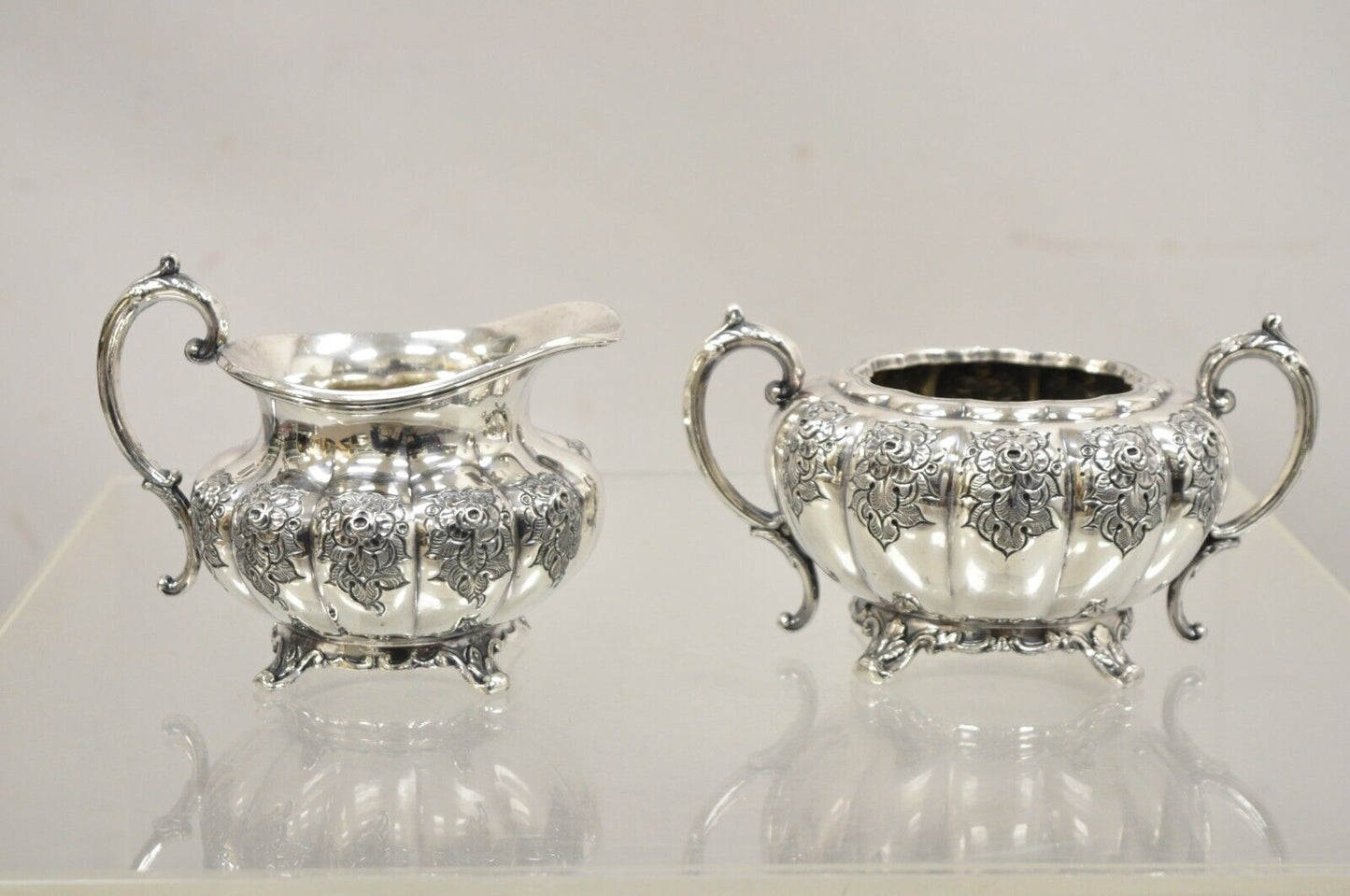 Vintage Victorian 1881 Rogers Canada Silver Plated Sugar Bowl and Creamer Set