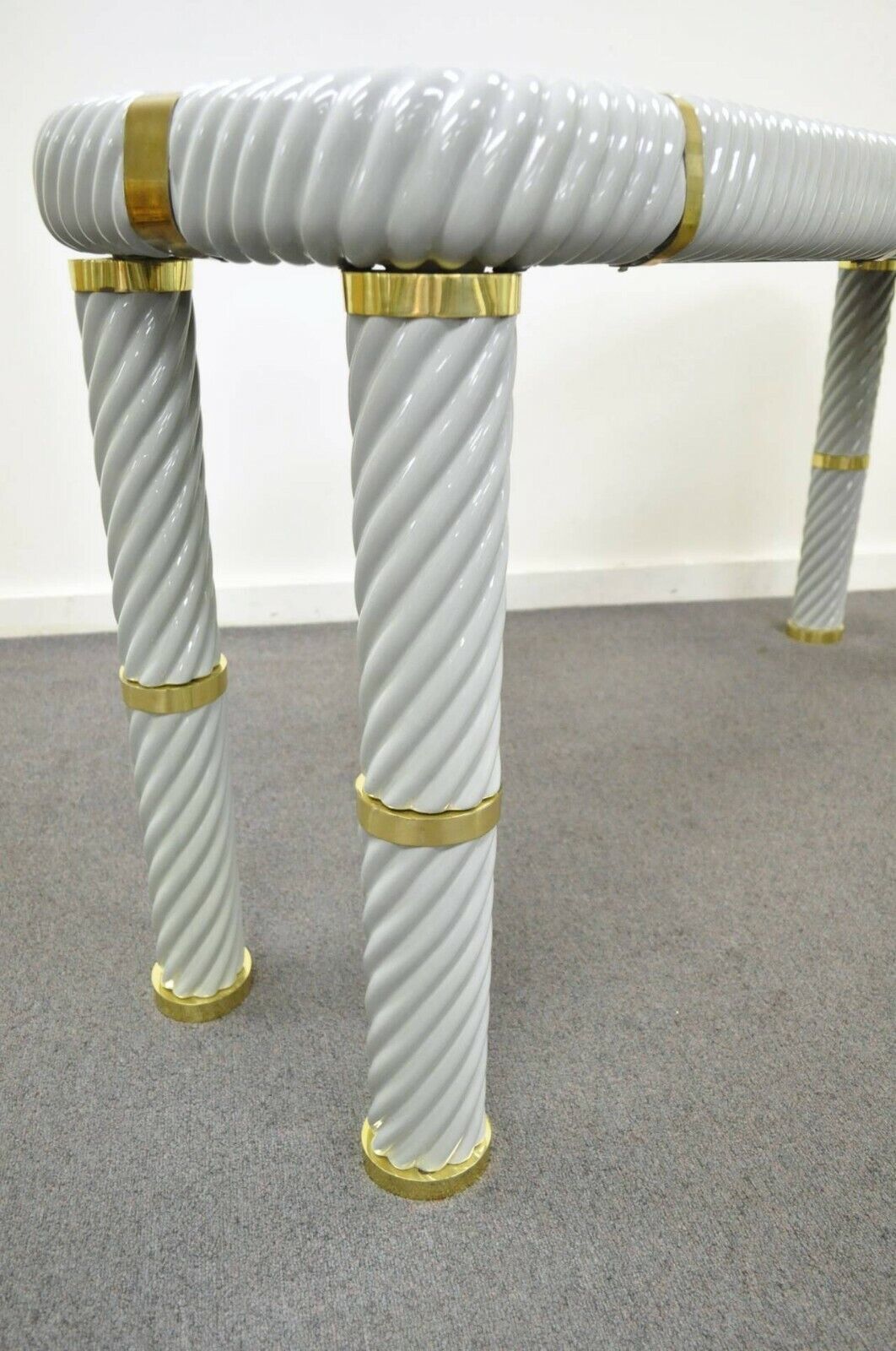 Tommaso Barbi Ceramic & Brass Spiral Gray 60" Hollywood Regency Console Table