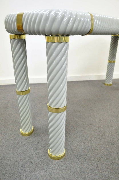 Tommaso Barbi Ceramic & Brass Spiral Gray 60" Hollywood Regency Console Table