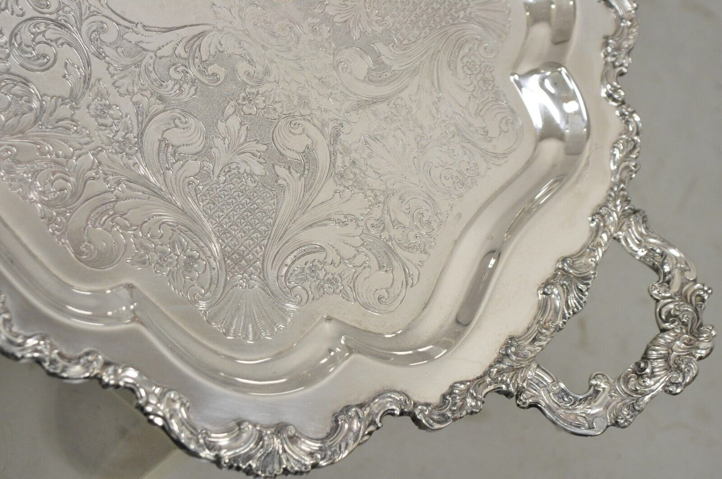 Community Ascot 0316-10 Silver Plated Ornate Twin Handle Serving Platter Tray