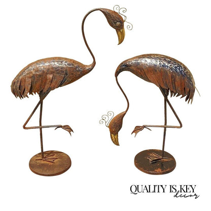 Decorator Steel Metal Heron Bird Flamingo Garden Sculpture Statue - a Pair