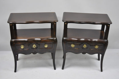 French Country Provincial Style Bombe Nightstands Attr. Auffray - a Pair