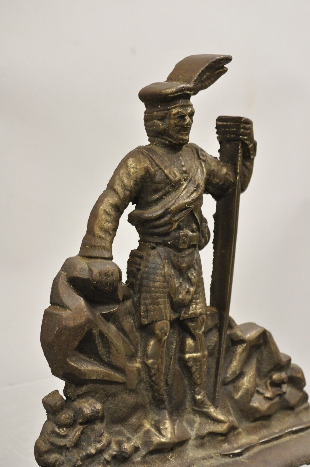 Antique Victorian Cast Iron Figural Scottish Soldier Scotsman Door Stop