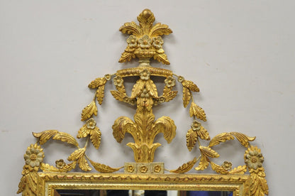 Vintage Italian Gold Giltwood Carved Wood Leafy Scrollwork Console Wall Mirror