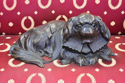 Antique Henri Prozinski "Pekingese" French Bronze Figural Show Dog Sculpture