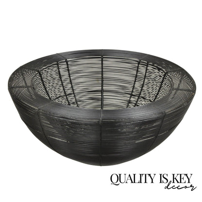 Vintage Modern Black Metal Wire 16" Round Fruit Bowl Basket