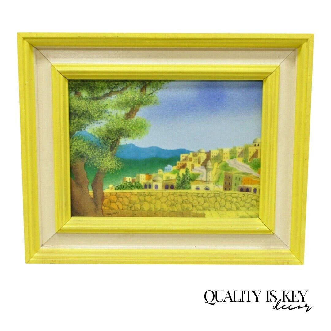 Daniel Belliard Enamel on Copper Small Framed Painting Yellow Countryside