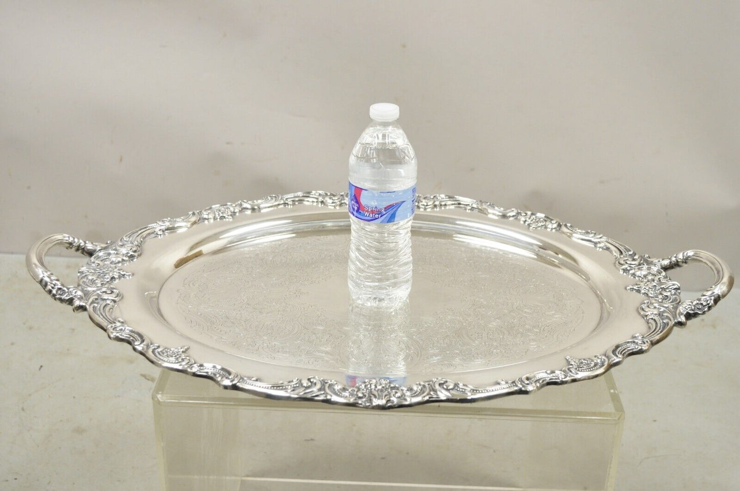 Reed & Barton 1955 25 Silver Plated Oval Twin Handle Large Serving Platter Tray