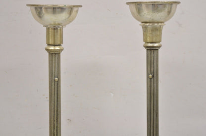 Vtg 43" Tall Baroque Style Silver Plated Collapsible Floor Candlesticks in Box