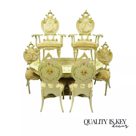 Silik Style Italian Baroque Rococo Dining Room Set by John Turano & Sons - 7 Pcs