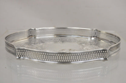 Vintage LBS Co Silver Plated Scalloped Trinket Dish Tray with Pierced Gallery