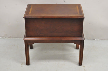 Lane Chippendale Style Banded Mahogany Wood 2 Drawer Small Side Table Chest