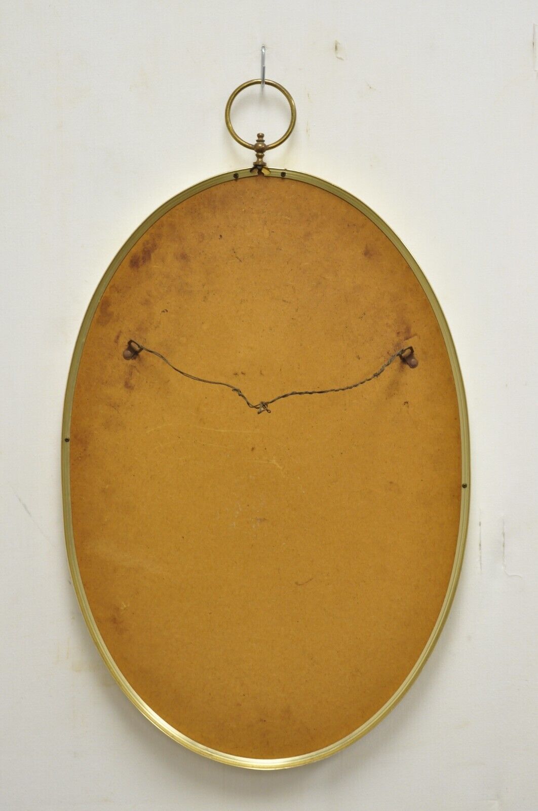 Vintage Turner Hollywood Regency Oval Brass Ring Modernist Wall Mirror