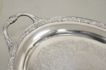 Antique Victorian Rose WM Rogers & Son Oval Silver Plated Platter Tray