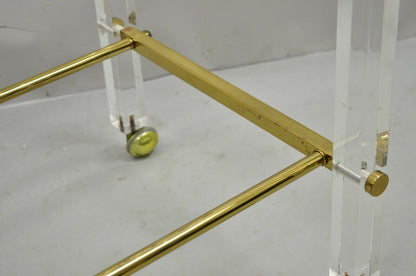 Lucite and Brass Mid Century Modern Rolling Bar Cart Trolley Tea Table Stand