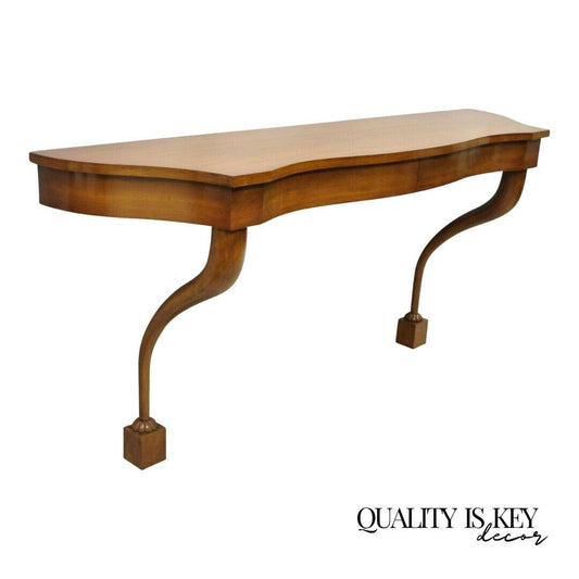 Italian Neoclassical Regency Cherry 2 Drawer Wall Mounted Console Hall Table (A)