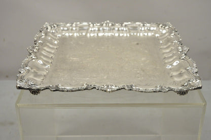 Chippendale by Wallace X 120 Silver Plate 16" Square Shell Platter Tray on Feet