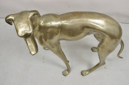 Vintage Hollywood Regency Life Size Brass Greyhound Whippet Dog Statue Sculpture