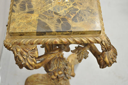 Maitland Smith Italian Grotto Style Branch and Bird Figural Pedestal Side Table