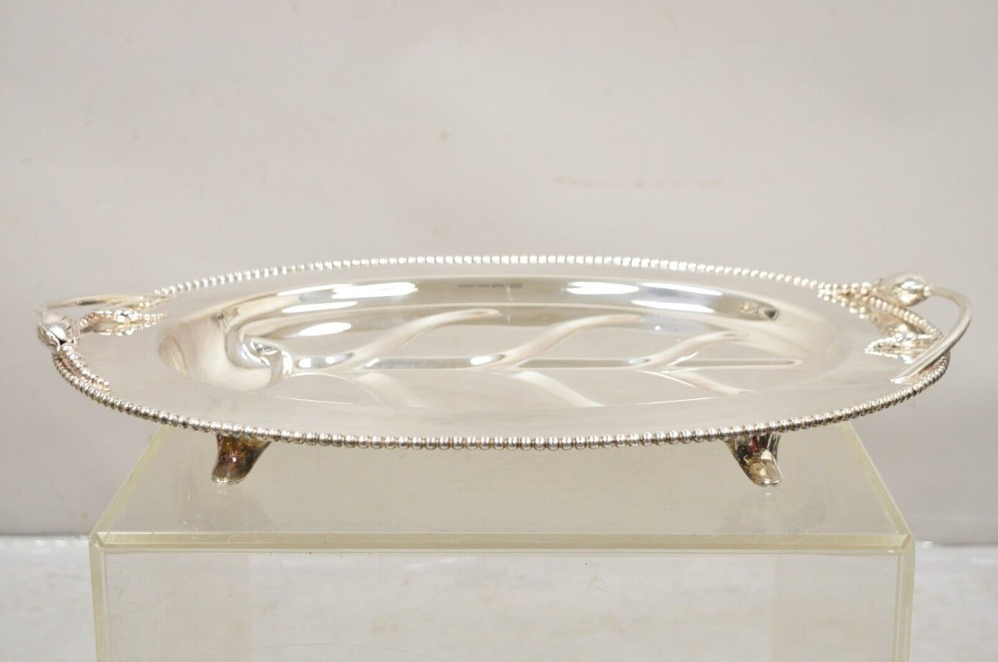 Vtg LBS Co English Art Nouveau Meat Cutlery Silver Plated Serving Platter Tray