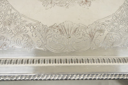 Antique English Victorian Rectangular Silver Plated Platter Tray on Paw Feet