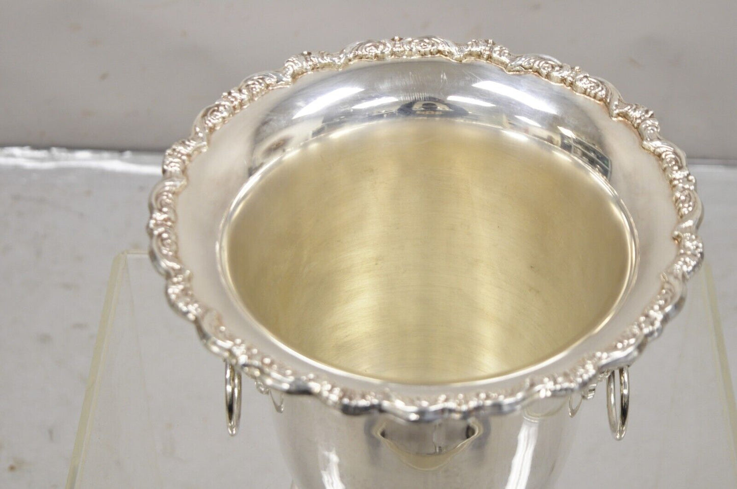 Vtg Leonard Regency Style Silver Plated Lion Head Fluted Champagne Ice Bucket