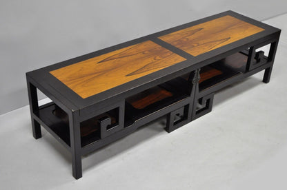 Michael Taylor for Baker Chinoiserie Rosewood Greek Key Black Coffee Table