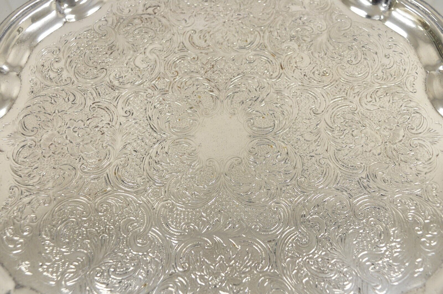 Cavalier England Victorian Silver Plated Scalloped Serving Platter Tray