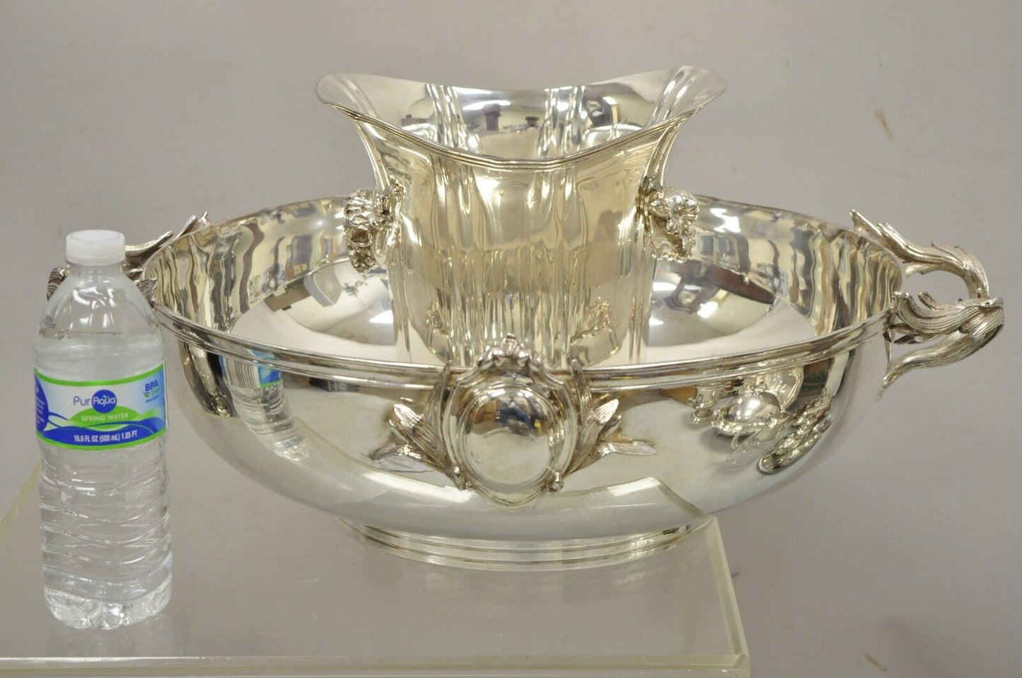 Royal Castle Sheffield Silver Plated Branch Handle Punch Bowl and Ice Bucket